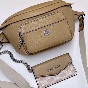 Michael Kors Beige Crossbody Bag and Wallet Set